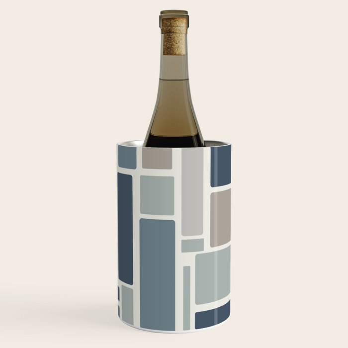Modulus Minimalist Geometric Retro Modern Pattern in Neutral Blue Grey Tones Wine Chiller Gallery Image 3
