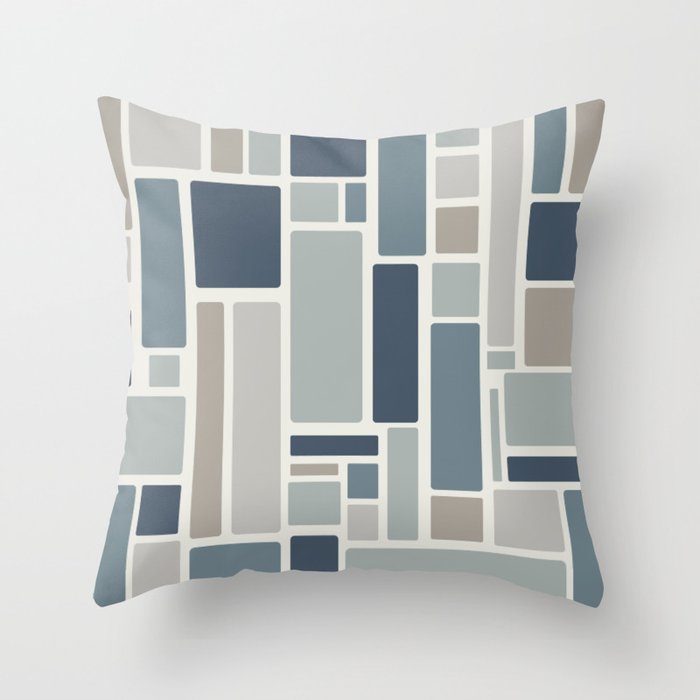 Modulus Minimalist Geometric Retro Modern Pattern in Neutral Blue Grey Tones Throw Pillow Gallery Image 6