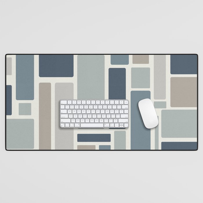 Modulus Minimalist Geometric Retro Modern Pattern in Neutral Blue Grey Tones Desk Mat Gallery Image 1