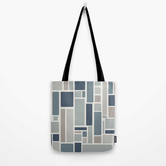Modulus Minimalist Geometric Retro Modern Pattern in Neutral Blue Grey Tones Tote Bag Gallery Image 2