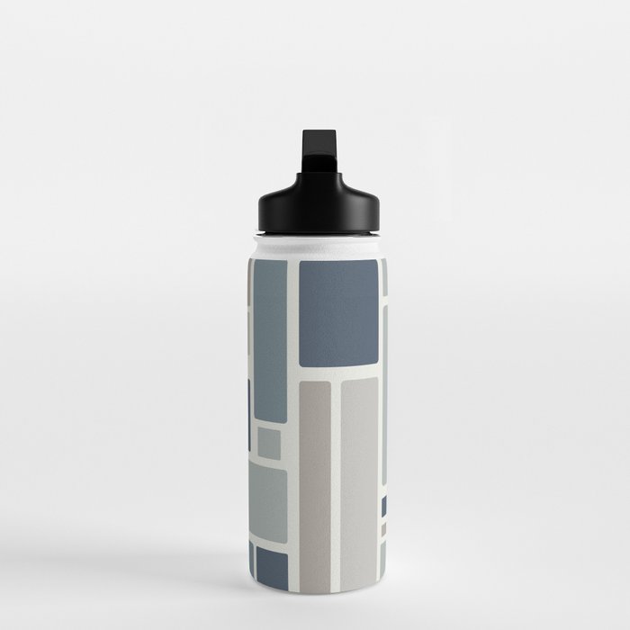 Modulus Minimalist Geometric Retro Modern Pattern in Neutral Blue Grey Tones Water Bottle Gallery Image 3