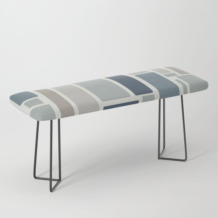 Modulus Minimalist Geometric Retro Modern Pattern in Neutral Blue Grey Tones Bench Gallery Image 1