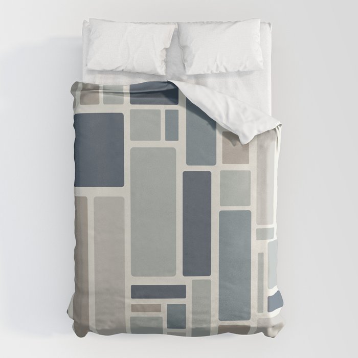 Modulus Minimalist Geometric Retro Modern Pattern in Neutral Blue Grey Tones Duvet Cover Gallery Image 6