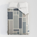 Modulus Minimalist Geometric Retro Modern Pattern in Neutral Blue Grey Tones Duvet Cover Gallery Image 6