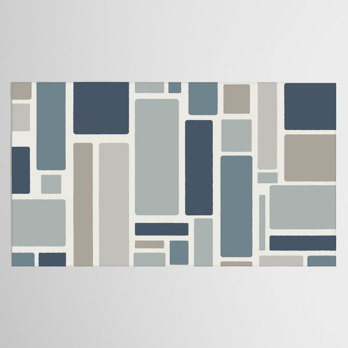 Modulus Minimalist Geometric Retro Modern Pattern in Neutral Blue Grey Tones Tablecloth Gallery Image 2