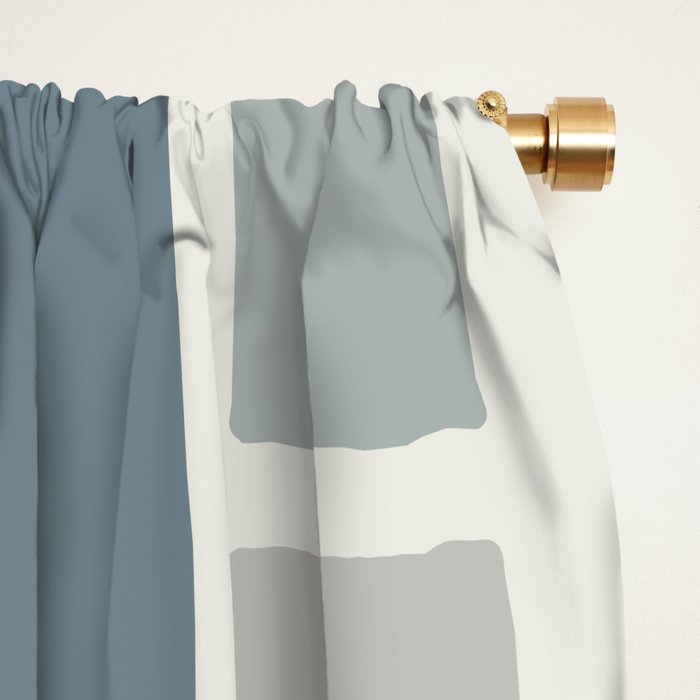 Modulus Minimalist Geometric Retro Modern Pattern in Neutral Blue Grey Tones Window Curtain Gallery Image 2