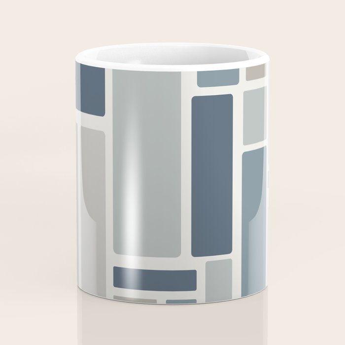 Modulus Minimalist Geometric Retro Modern Pattern in Neutral Blue Grey Tones Coffee Mug Gallery Image 4
