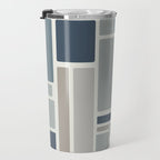 Modulus Minimalist Geometric Retro Modern Pattern in Neutral Blue Grey Tones Travel Mug Gallery Image 3