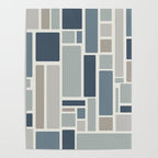 Modulus Minimalist Geometric Retro Modern Pattern in Neutral Blue Grey Tones Poster Gallery Image 4