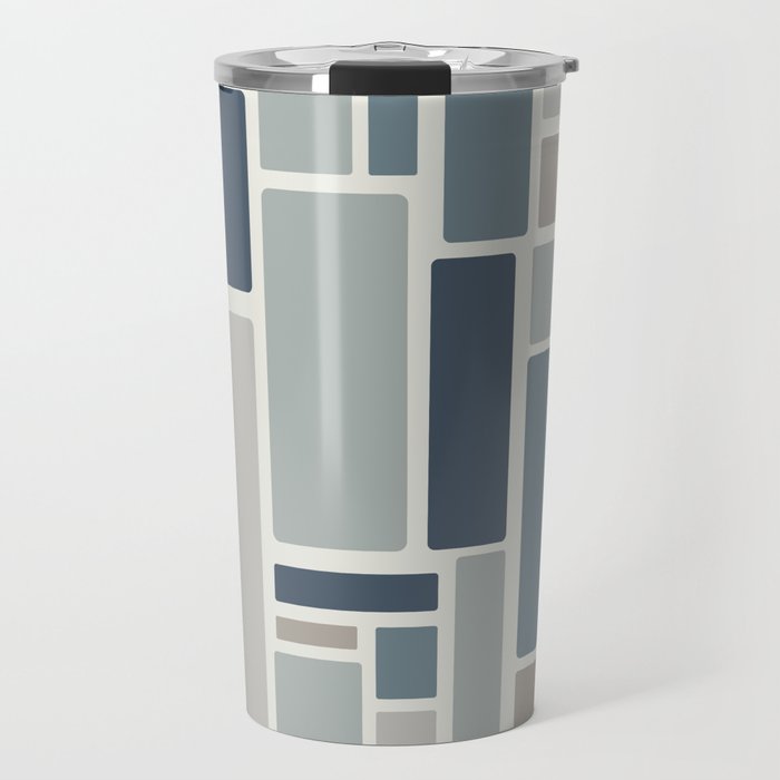 Modulus Minimalist Geometric Retro Modern Pattern in Neutral Blue Grey Tones Travel Mug Gallery Image 1