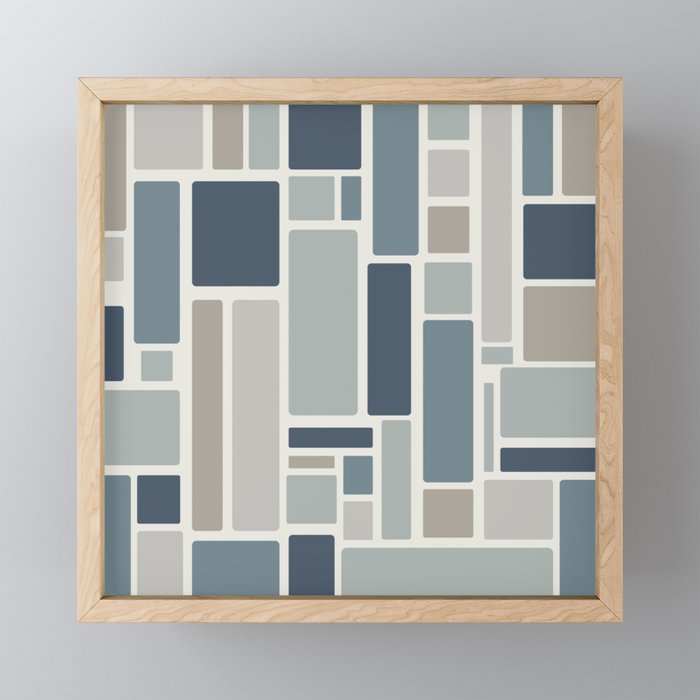 Modulus Minimalist Geometric Retro Modern Pattern in Neutral Blue Grey Tones Mini Art Print Gallery Image 1