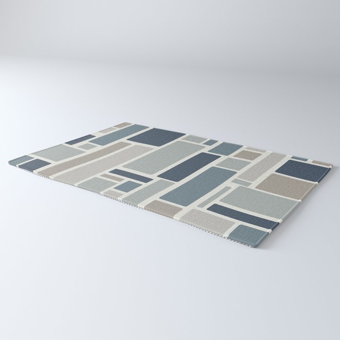 Modulus Minimalist Geometric Retro Modern Pattern in Neutral Blue Grey Tones Rug Gallery Image 3