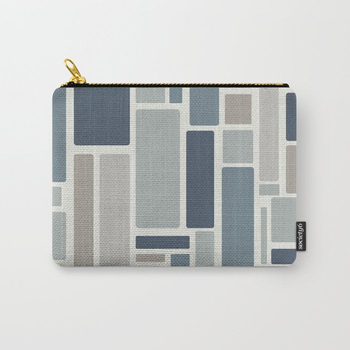 Modulus Minimalist Geometric Retro Modern Pattern in Neutral Blue Grey Tones Carry All Pouch Gallery Image 1