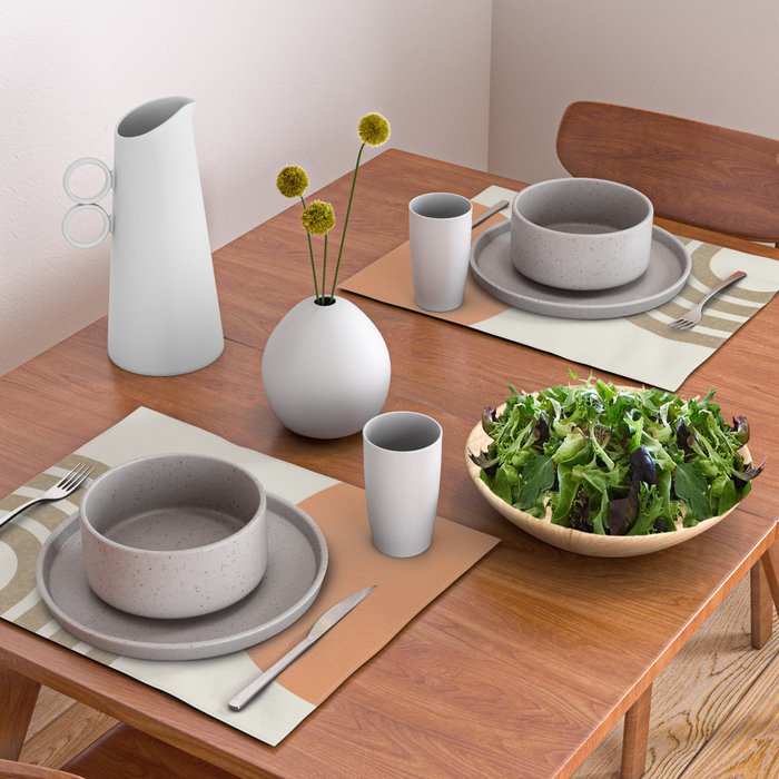 Mid-Century Modern - Orange Sun and Rainbow Placemat Gallery Image 2