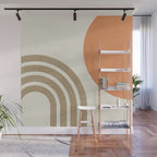 Mid-Century Modern - Orange Sun and Rainbow Wall Mural Gallery Image 1