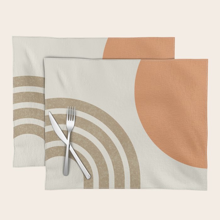 Mid-Century Modern - Orange Sun and Rainbow Placemat Gallery Image 1
