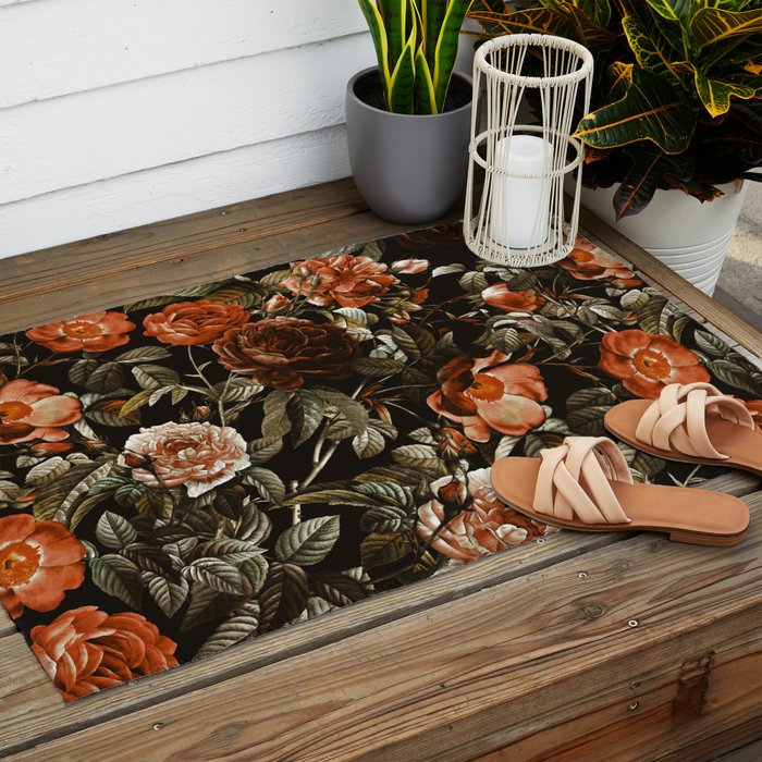 Autumn Winter Flowers Outdoor Rug Gallery Image 2
