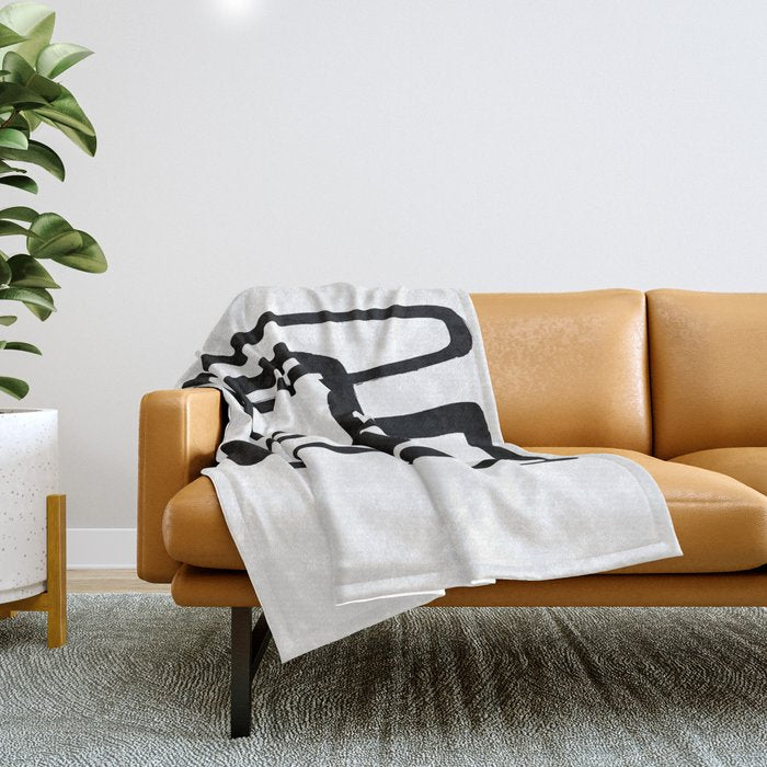 Mod Ink White Background Throw Blanket Gallery Image 1