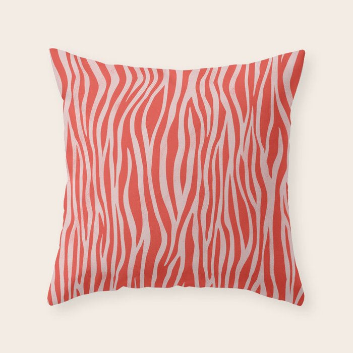 Dopamine Zebra Stripe Animal Print In Red Throw Pillow Gallery Image 1