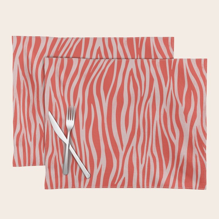 Dopamine Zebra Stripe Animal Print In Red Placemat Gallery Image 1
