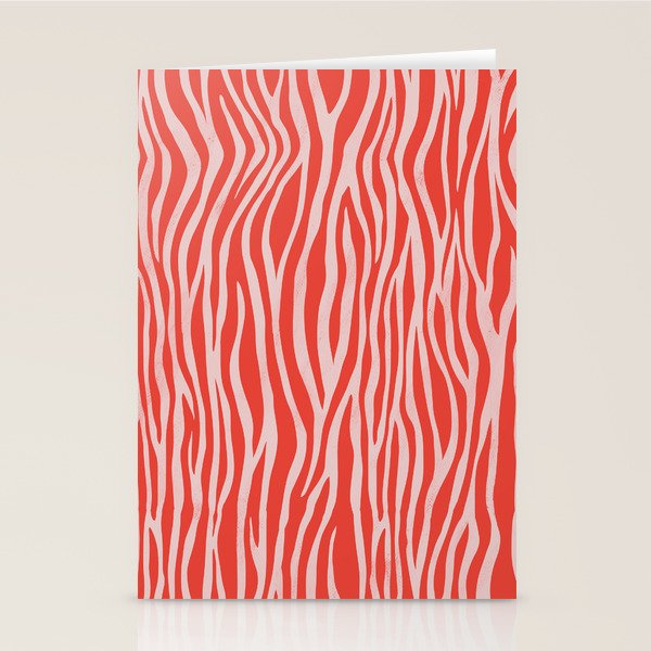 Dopamine Zebra Stripe Animal Print In Red Stationery Card Gallery Image 2