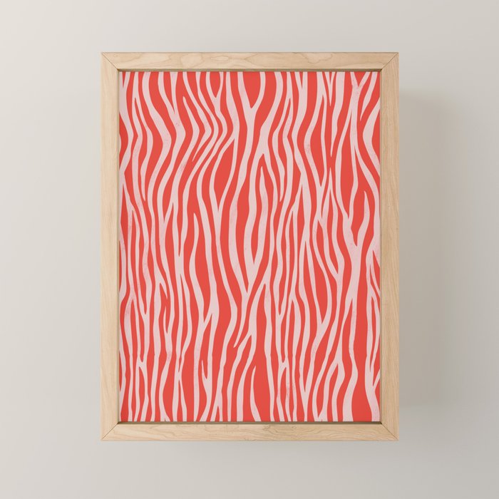 Dopamine Zebra Stripe Animal Print In Red Mini Art Print Gallery Image 1