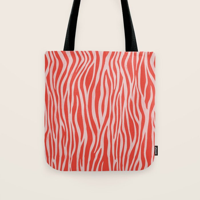 Dopamine Zebra Stripe Animal Print In Red Tote Bag Gallery Image 1