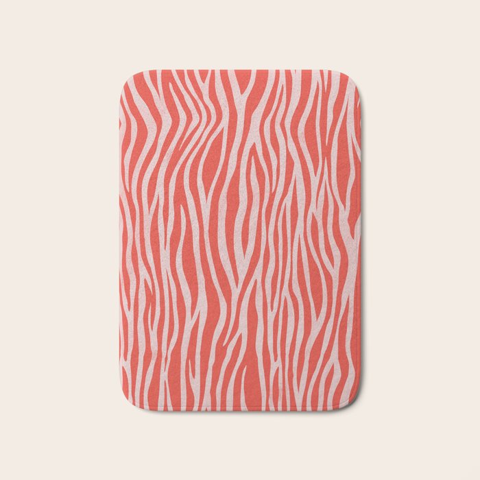 Dopamine Zebra Stripe Animal Print In Red Bath Mat Gallery Image 1
