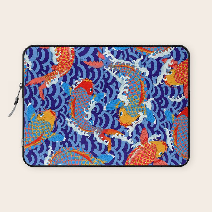 Koi fish / japanese tattoo style pattern Laptop Sleeve Gallery Image 1