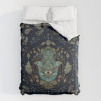 Hamsa Hand -Hand of Fatima Blue Gemstones Comforter Gallery Image 6