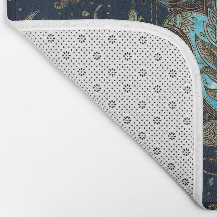 Hamsa Hand -Hand of Fatima Blue Gemstones Bath Mat Gallery Image 2