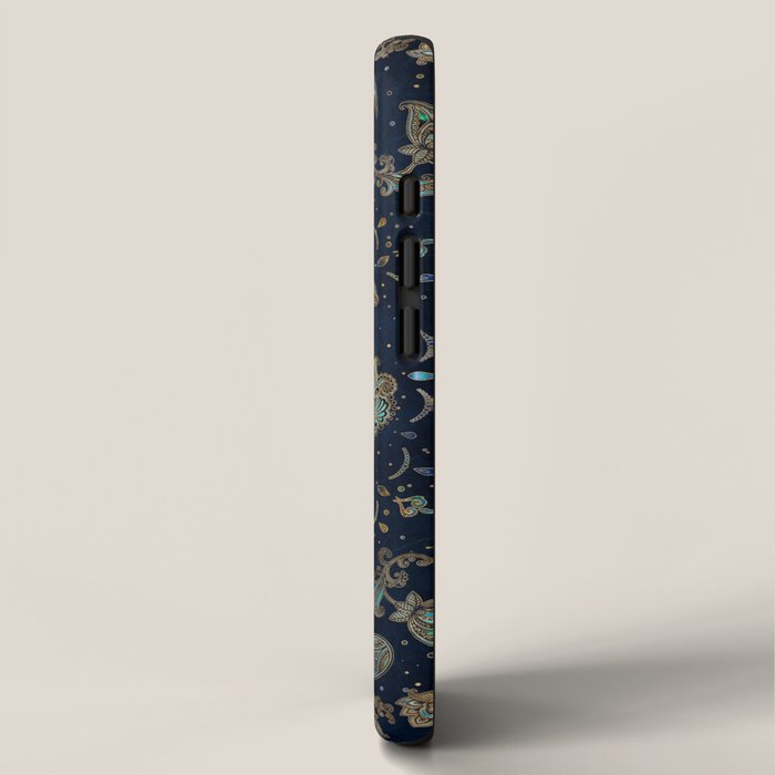 Hamsa Hand -Hand of Fatima Blue Gemstones iPhone Case Gallery Image 2
