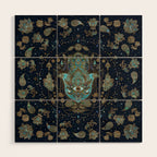 Hamsa Hand -Hand of Fatima Blue Gemstones Wood Wall Art Gallery Image 1