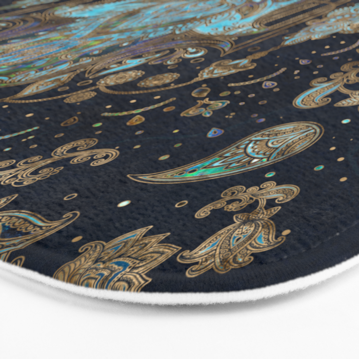 Hamsa Hand -Hand of Fatima Blue Gemstones Bath Mat Gallery Image 3