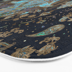 Hamsa Hand -Hand of Fatima Blue Gemstones Bath Mat Gallery Image 3