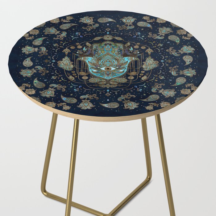 Hamsa Hand -Hand of Fatima Blue Gemstones Side Table Gallery Image 2