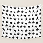 Star Pattern Black On White Wall Tapestry Gallery Image 4