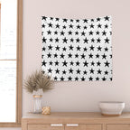 Star Pattern Black On White Wall Tapestry Gallery Image 2
