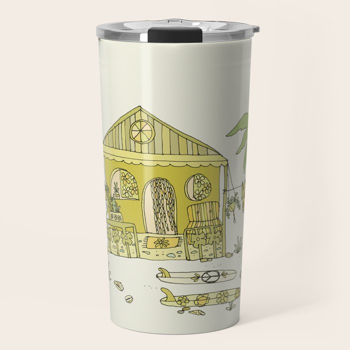 simple living costa rica pura vida // retro surf art by surfy birdy Travel Mug Gallery Image 1