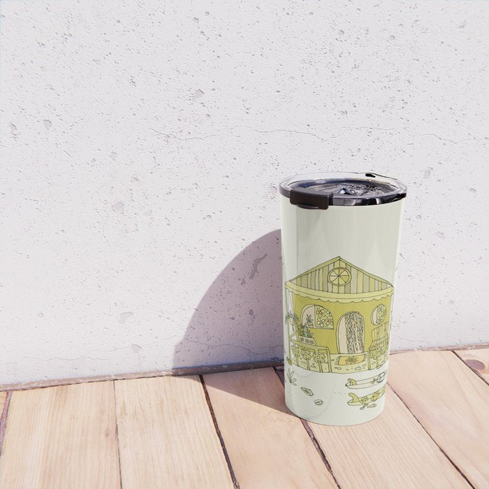 simple living costa rica pura vida // retro surf art by surfy birdy Travel Mug Gallery Image 4