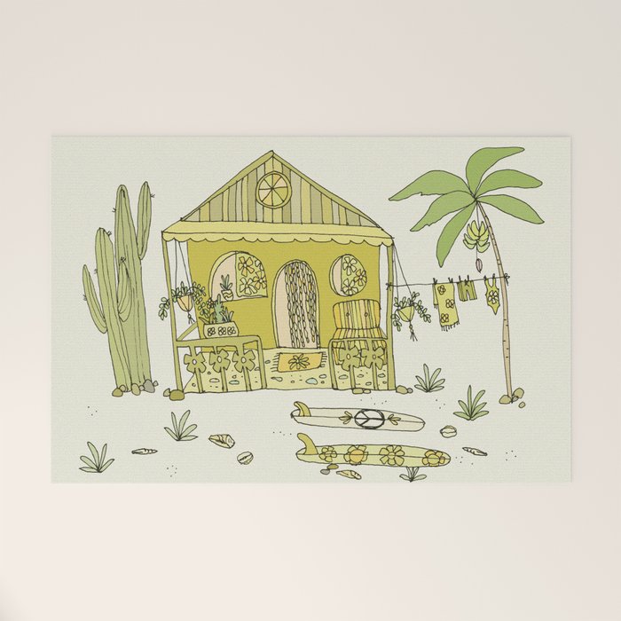 simple living costa rica pura vida // retro surf art by surfy birdy Welcome Mat Gallery Image 1
