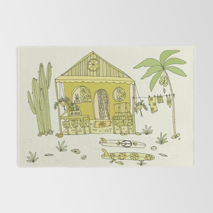 simple living costa rica pura vida // retro surf art by surfy birdy Rug Gallery Image 2