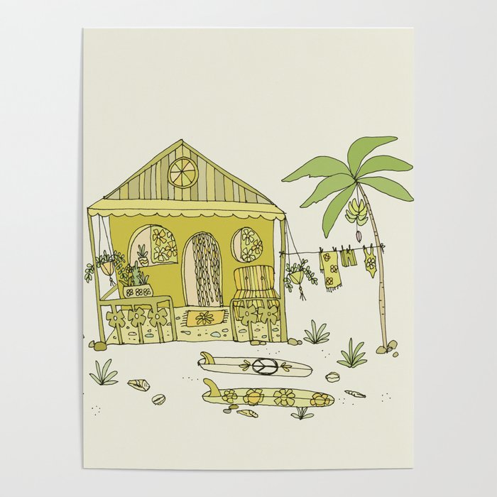 simple living costa rica pura vida // retro surf art by surfy birdy Poster Gallery Image 4