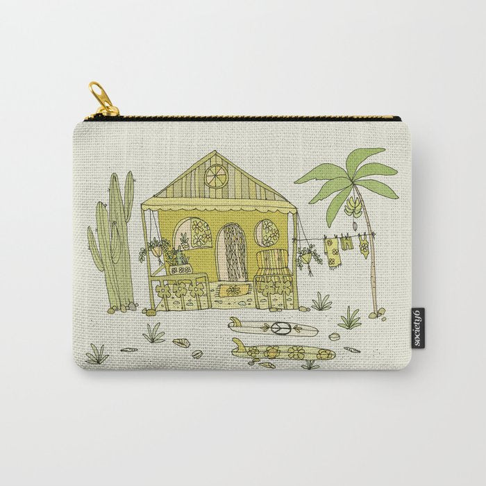simple living costa rica pura vida // retro surf art by surfy birdy Carry All Pouch Gallery Image 1
