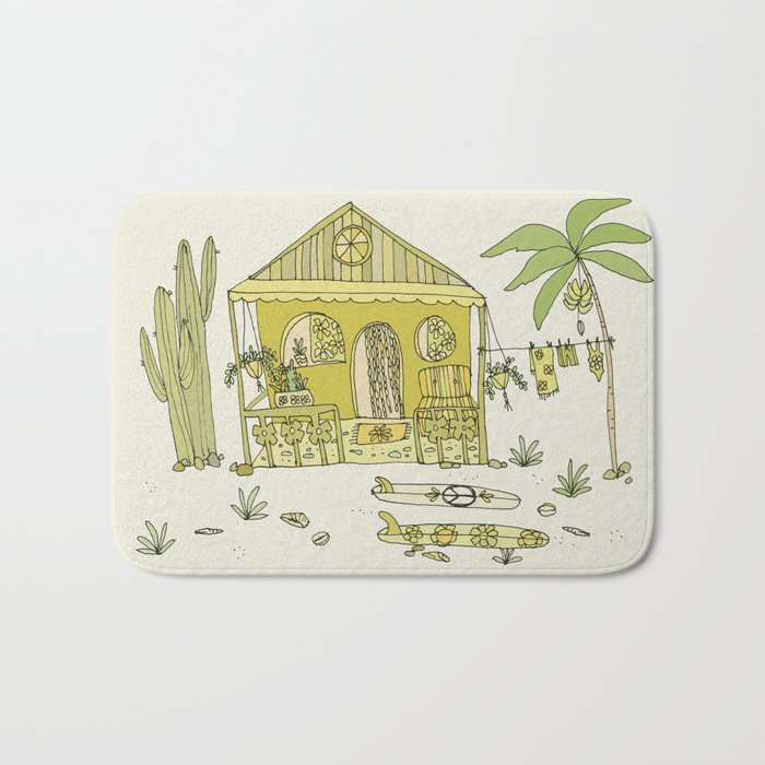 simple living costa rica pura vida // retro surf art by surfy birdy Bath Mat Gallery Image 1