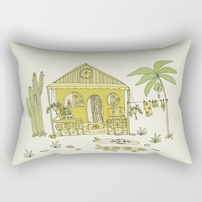 simple living costa rica pura vida // retro surf art by surfy birdy Rectangular Pillow Gallery Image 2