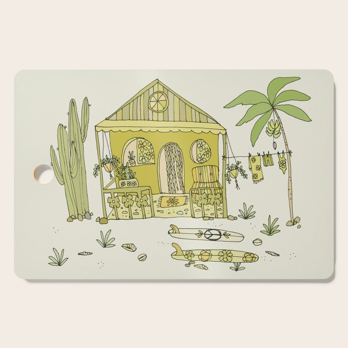 simple living costa rica pura vida // retro surf art by surfy birdy Cutting Board Gallery Image 1