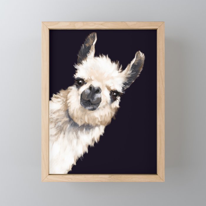 Sneaky Llama in Black Mini Art Print Gallery Image 1