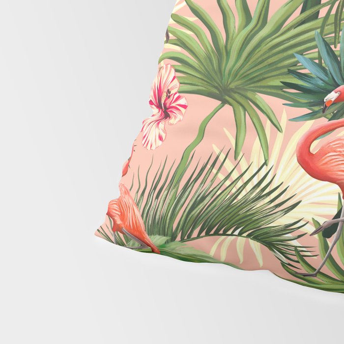 Pink flamingoes, tropical palm leaves, retro, Hollywood style,  Pillow Sham Gallery Image 4