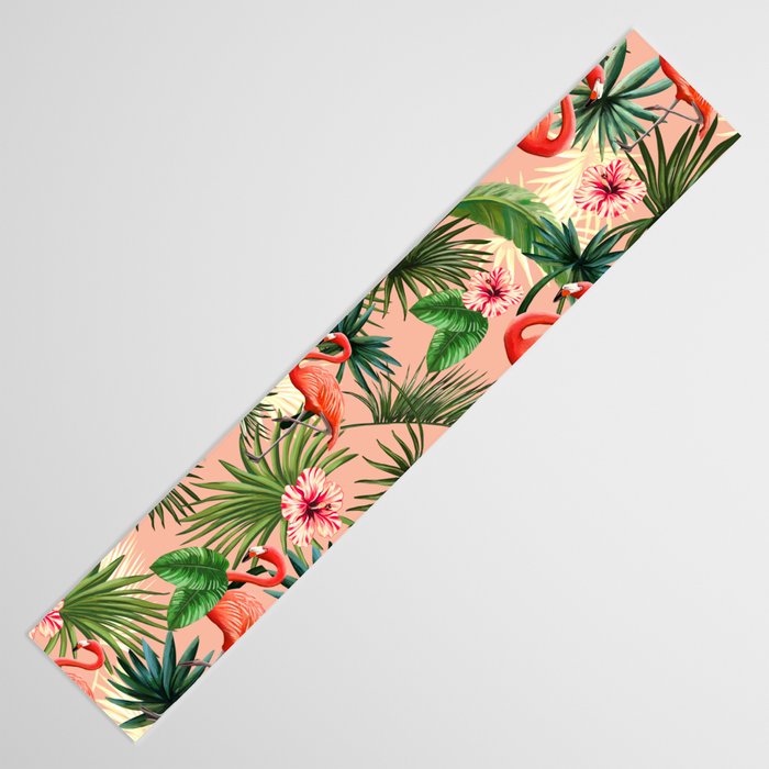 Pink flamingoes, tropical palm leaves, retro, Hollywood style,  Table Runner Gallery Image 3